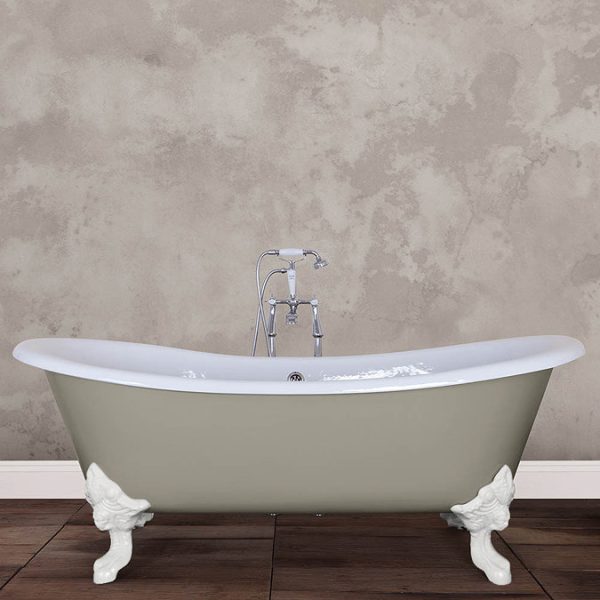 Hurlingham Tebb 0TH Cast Iron Roll Top Bath (1840x780mm) with White Feet - Image 5