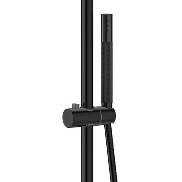 Huxley Matt Black Round Thermostatic Shower with Knurled Detailing - Image 4