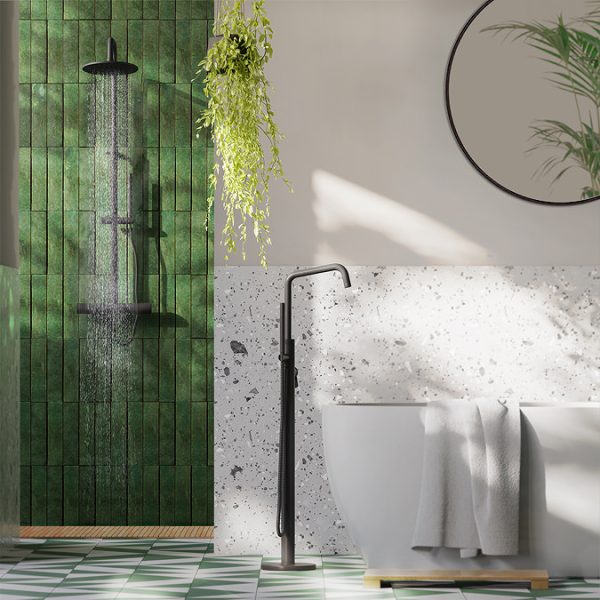 Huxley Matt Black Round Thermostatic Shower with Knurled Detailing - Image 6