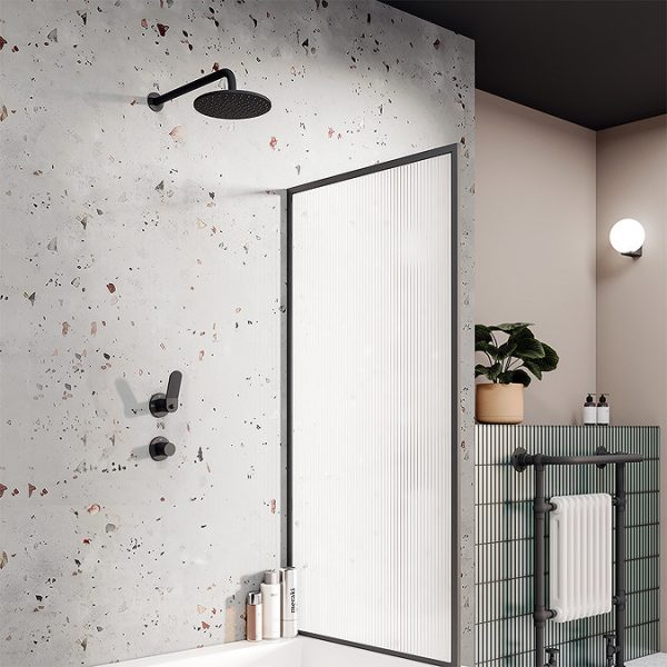Huxley Matt Black Round Thermostatic Shower Pack with Concealed Valve + Head - Image 2