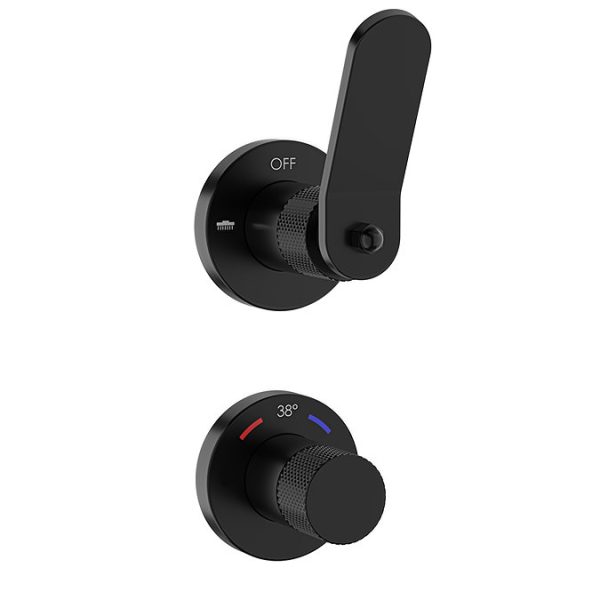 Huxley Matt Black Round Thermostatic Shower Pack with Head + Handset - Image 6