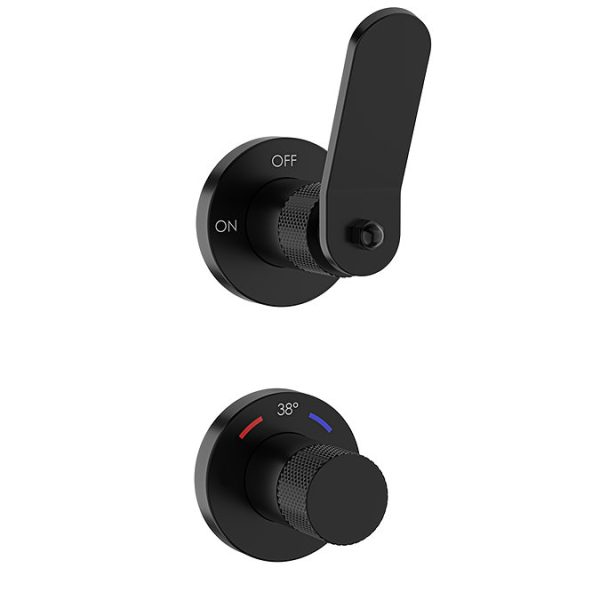 Huxley Matt Black Round Thermostatic Shower Pack with Concealed Valve + Head - Image 4