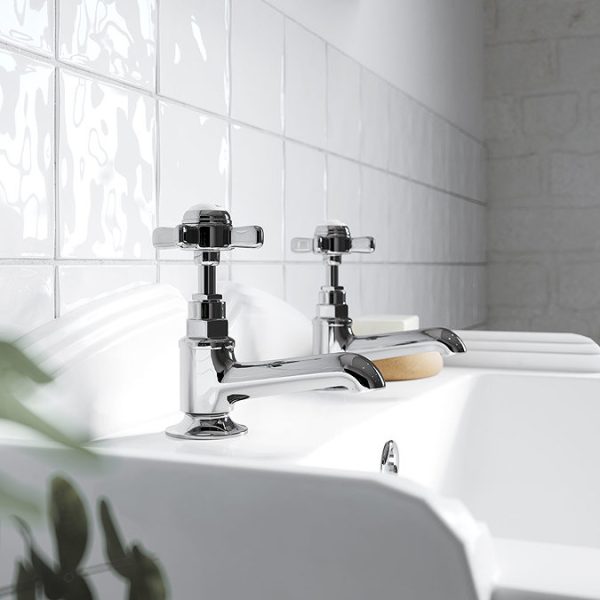 Nuie Traditional Beaumont Long Nose Basin Taps   Chrome - Image 2