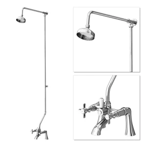 Nuie Traditional Bath Shower Mixer with Rigid Riser Kit   Chrome Plated