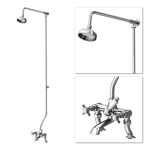 Nuie Traditional 3/4" Cranked Bath/Shower Mixer with Rigid Riser Kit   Chrome Plated
