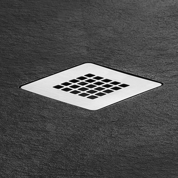 Imperia Black Slate Effect Rectangular Shower Tray 1200 x 700mm with Chrome Waste - Image 5