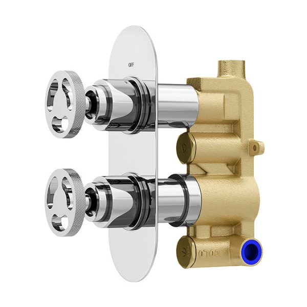 Arezzo Chrome Industrial Style Shower System with Concealed Valve + Head - Image 2