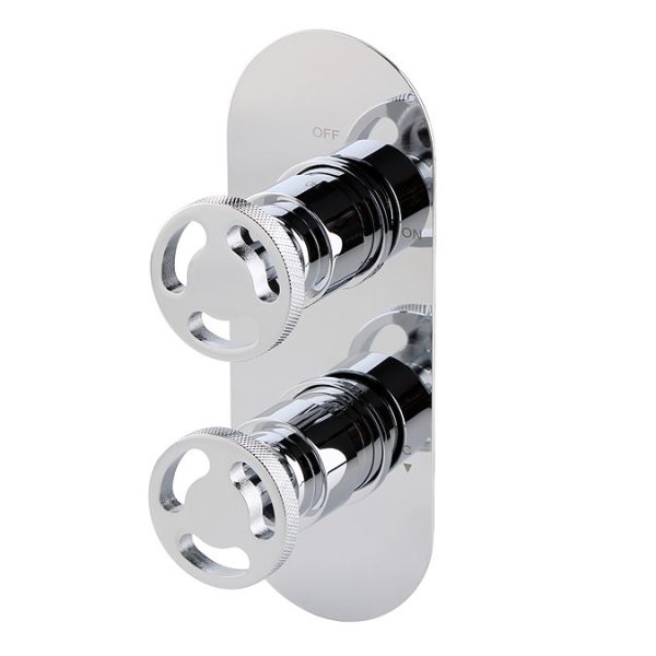 Arezzo Chrome Industrial Style Shower System with Concealed Valve + Head - Image 3