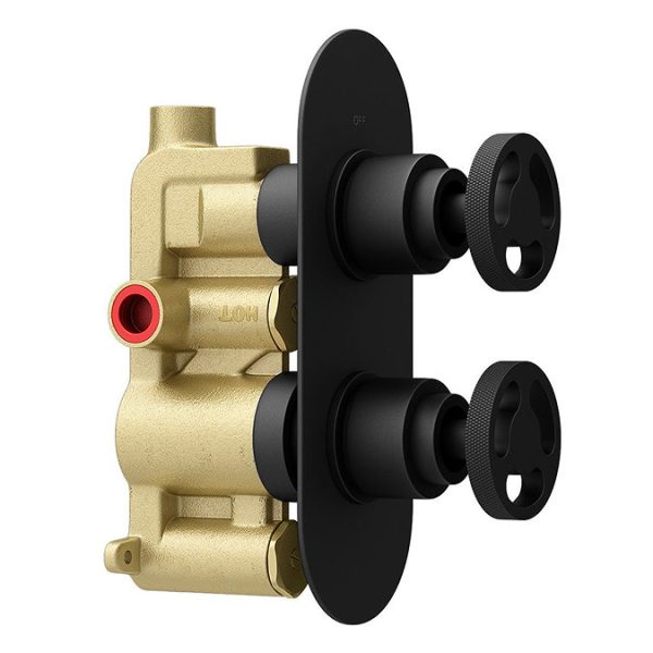 Arezzo Matt Black Industrial Style Shower System with Concealed Valve + Head - Image 2