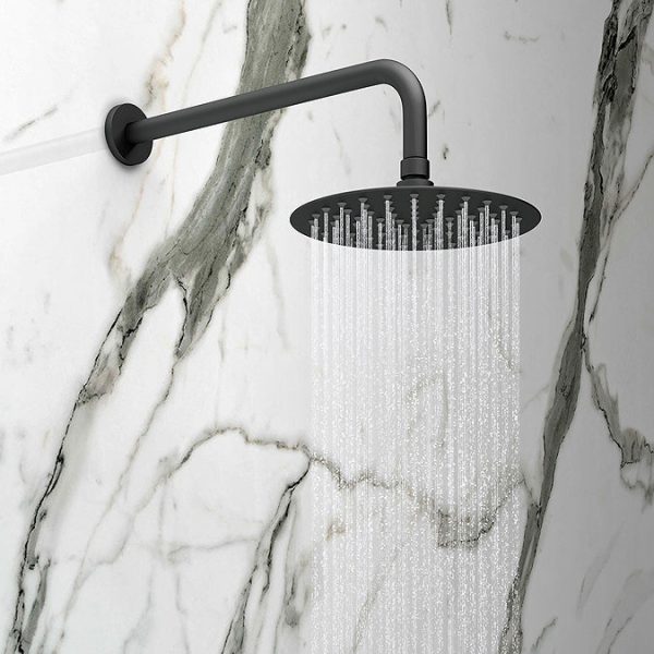Arezzo Matt Black Industrial Style Shower System with Concealed Valve + Head - Image 7
