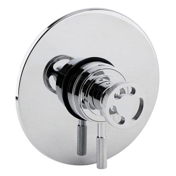 Arezzo Chrome Industrial Style Shower System with Dual Concealed Valve + Ceiling Mounted Head - Image 3