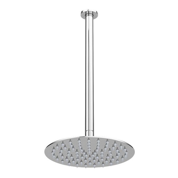 Arezzo Chrome Industrial Style Shower System with Dual Concealed Valve + Ceiling Mounted Head - Image 6