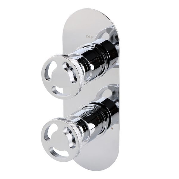 Arezzo Chrome Industrial Style Shower System with Concealed Valve, Head + Handset - Image 3