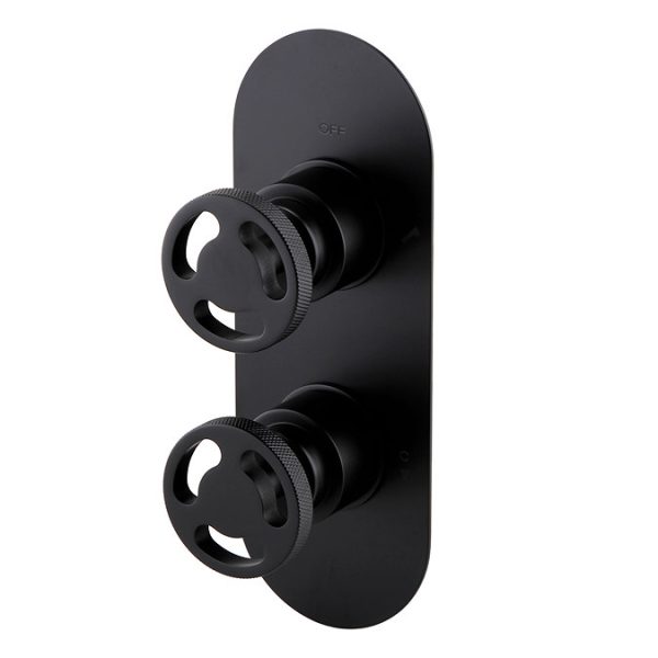 Arezzo Matt Black Industrial Style Shower System with Valve, Handset + Ceiling Mounted Head - Image 3