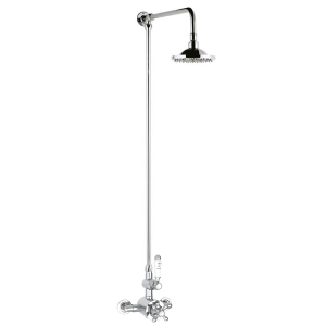 Nuie Traditional Twin Shower Valve with Rigid Riser Kit   Chrome