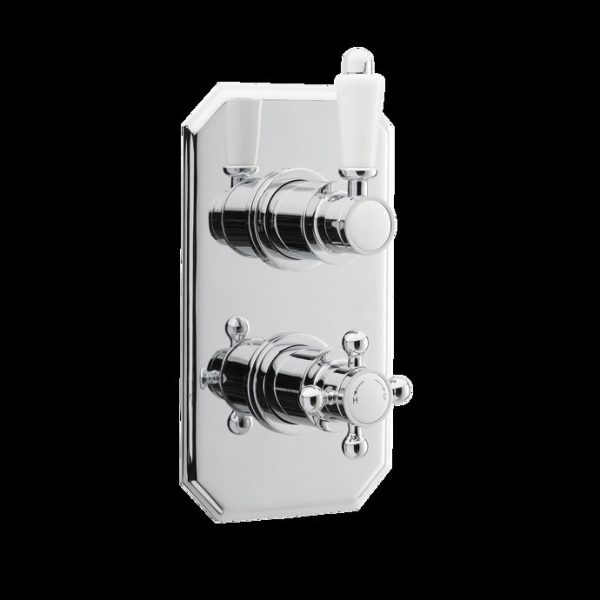 Nuie Edwardian Twin Concealed Thermostatic Shower Valve with 8" Apron Fixed Head - Image 3