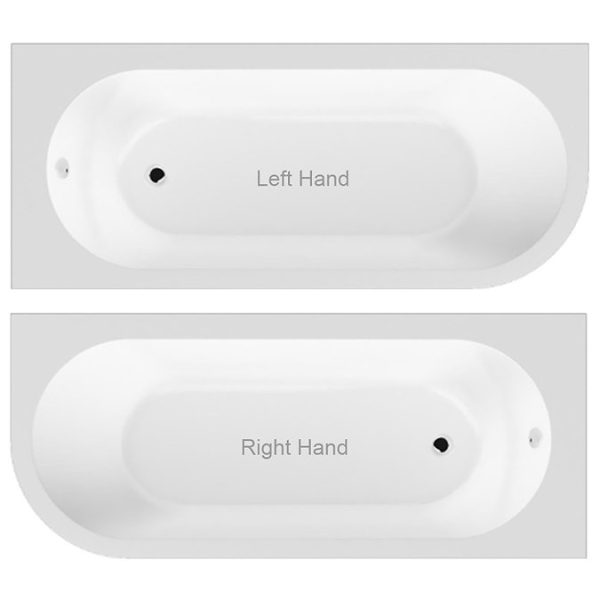 J Shaped 1700mm Single Ended Bath + Curved Panel - Image 3