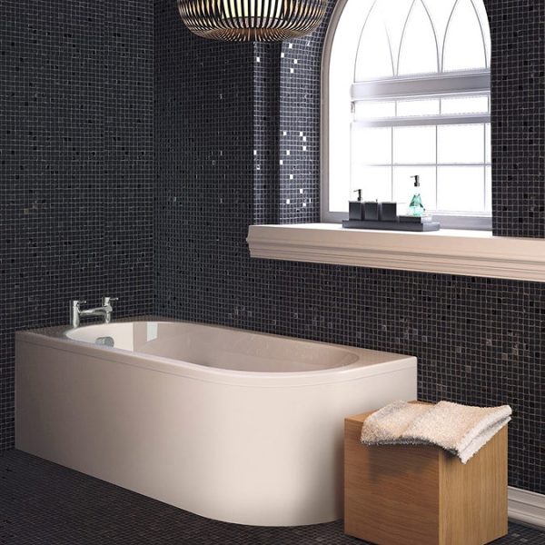 J Shaped 1700mm Single Ended Bath + Curved Panel - Image 2