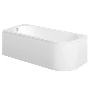J Shaped 1700mm Single Ended Bath + Curved Panel