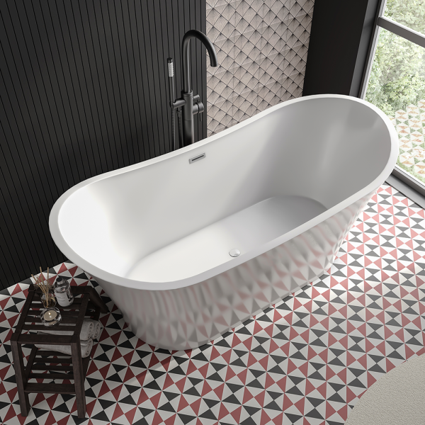 Jardine 1700 Modern Slipper Bath   Double Ended with Chrome Waste