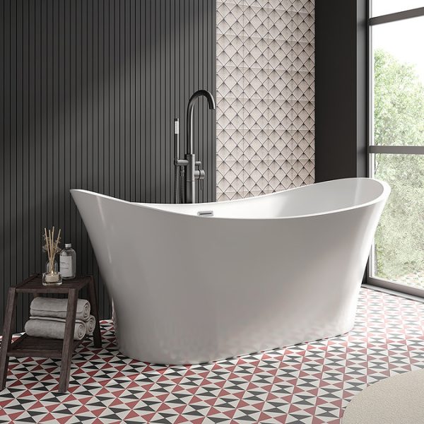 Jardine 1700 Modern Slipper Bath   Double Ended with Chrome Waste - Image 4