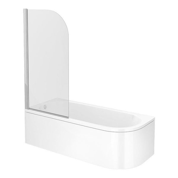 J Shaped Shower Bath (1700mm with Screen + Curved Panel) - Image 4