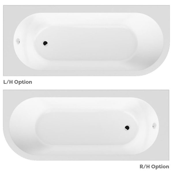 J Shaped Shower Bath (1700mm with Screen + Curved Panel) - Image 2