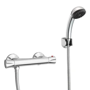 Naples Contemporary Thermostatic Shower Bar Valve with Shower Kit   Chrome