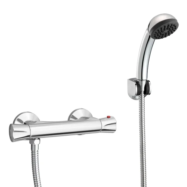 Naples Contemporary Thermostatic Shower Bar Valve with Shower Kit   Chrome