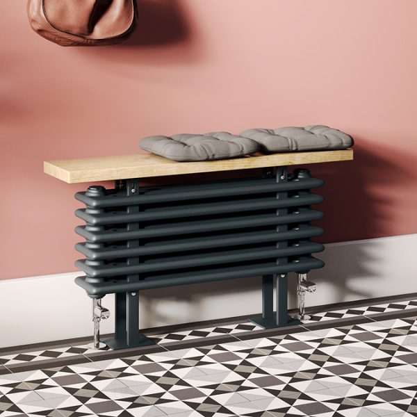 Keswick 480 x 850mm Cast Iron Style 4 Column Anthracite Bench Radiator - Image 4