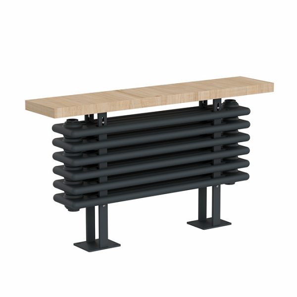 Keswick 480 x 850mm Cast Iron Style 4 Column Anthracite Bench Radiator - Image 2