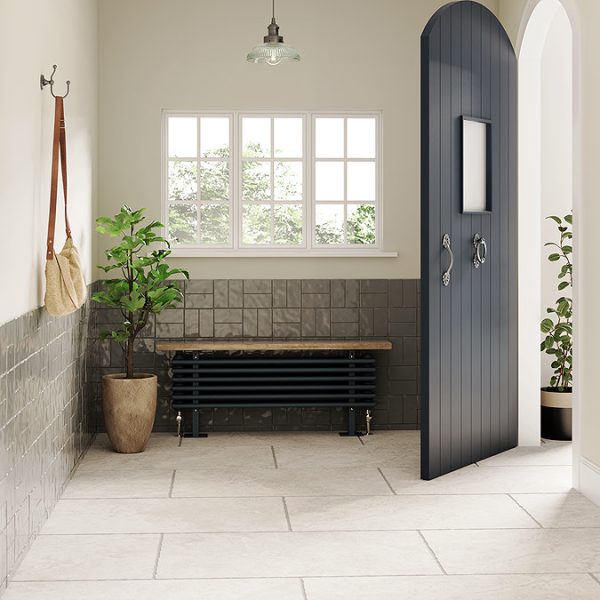Keswick 480 x 1200mm Cast Iron Style 4 Column Anthracite Bench Radiator - Image 4