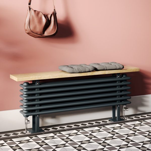 Keswick 480 x 1200mm Cast Iron Style 4 Column Anthracite Bench Radiator - Image 2