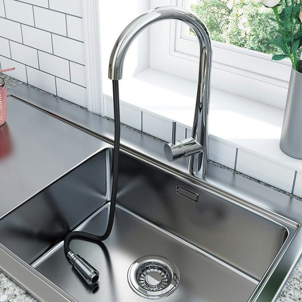 Schon Eilean Pull Out kitchen Tap   Chrome - Image 3