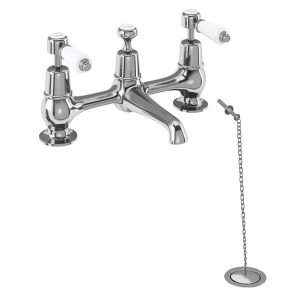 Burlington Kensington   2 Tap Hole Bridge Basin Mixer with Plug & Chain