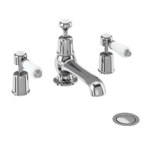 Burlington Kensington   3 Tap Hole Basin Mixer with Pop Up Waste