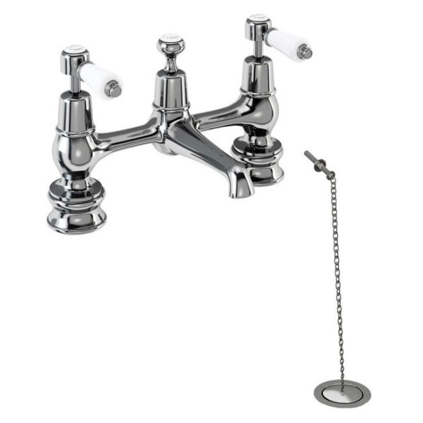 Burlington Kensington Regent 2 Tap Hole Bridge Basin Mixer w/ Plug & Chain