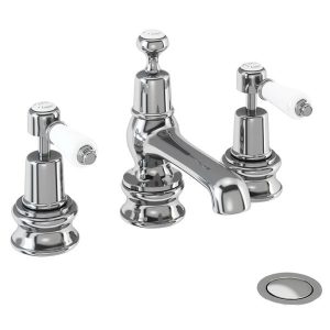 Burlington Kensington Regent   3 Tap Hole Basin Mixer w/ Pop Up Waste