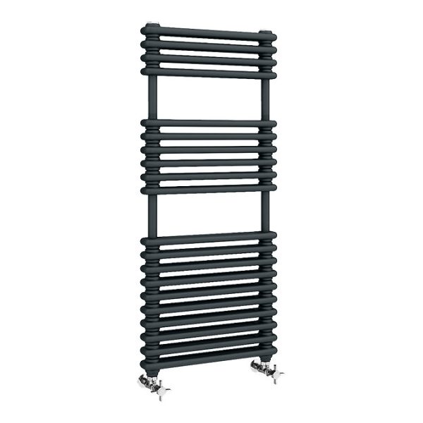 Keswick 500 x 1140 Cast Iron Style Traditional 2 Column Anthracite Towel Rail - Image 4