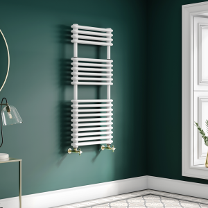 Keswick 500 x 1140 Cast Iron Style Traditional White Towel Rail