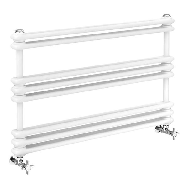 Keswick 1000 x 612 Cast Iron Style Traditional White Towel Rail - Image 2