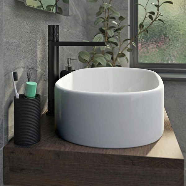 Mode Ponti Matt Black High Rise Basin Mixer Tap - Image 2