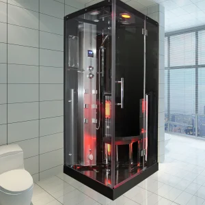 Insignia 1000 x 900mm Black Sauna & Steam Shower Cabin