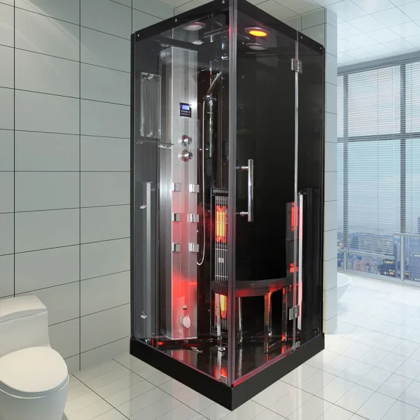 Insignia 1000 x 900mm Black Sauna & Steam Shower Cabin