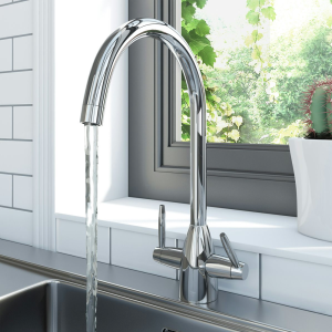 Schon Dual Lever Kitchen Mixer Tap   Chrome