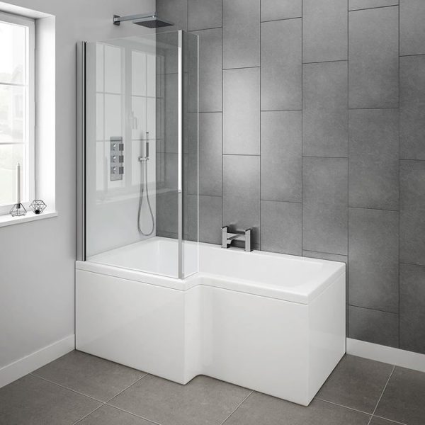 Milan Shower Bath   1500mm L Shaped with Screen + Panel - Image 2
