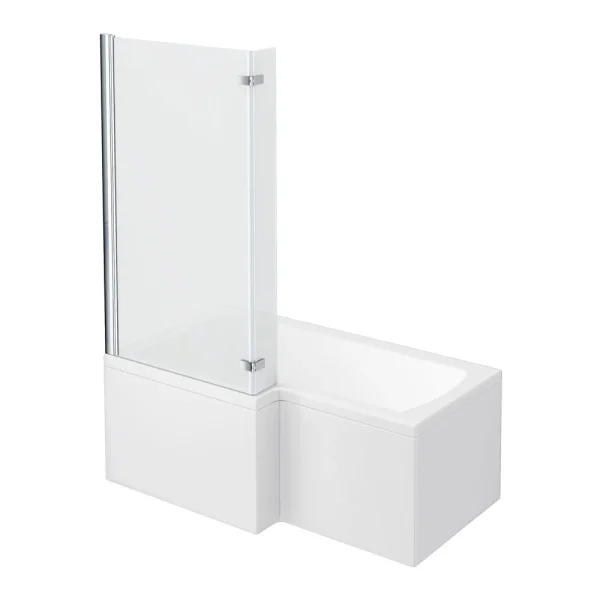 Milan Shower Bath   1500mm L Shaped with Hinged Screen + Panel