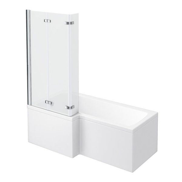 Milan Shower Bath   1700mm L Shaped with Double Hinged Screen + Panel - Image 3