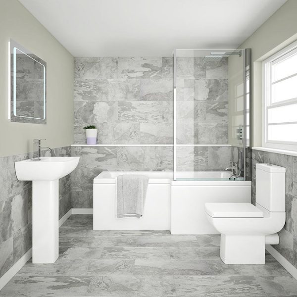 Milan Shower Bath   1700mm L Shaped with Screen + Panel - Image 2