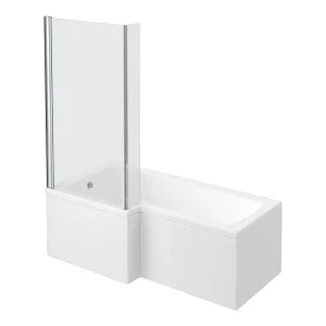 AquaSure Shower Bath   1700mm L Shaped with Screen + Waterproof Front Panel